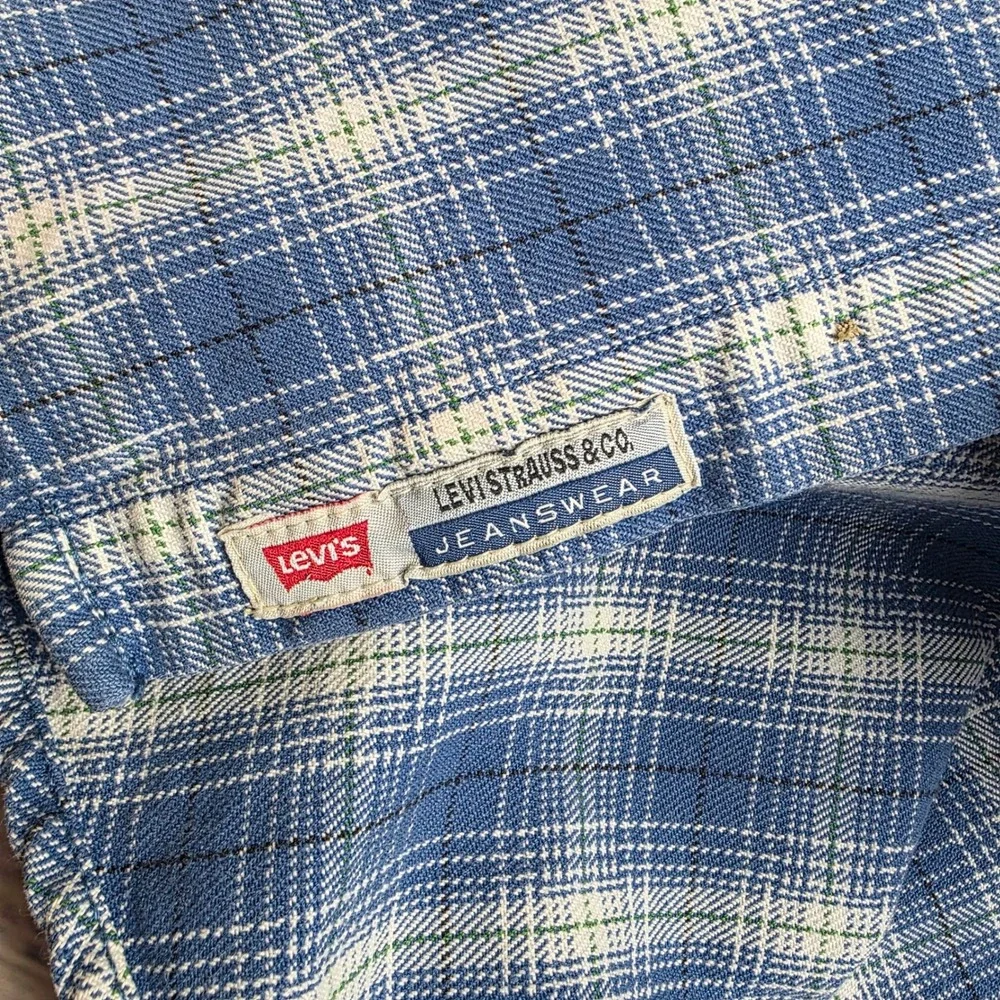Vintage 1997 Levis Mens Blue Plaid Denim Cotton Shirt XL‎ Long Sleeve 60557-6222